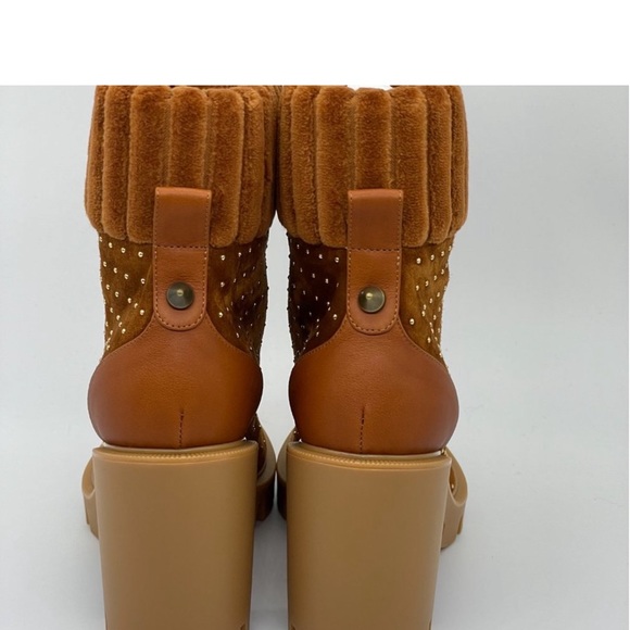 Christian Louboutin DAKITA LUG 70 Studded Spike Suede Boots Heel Booties - Picture 8 of 13